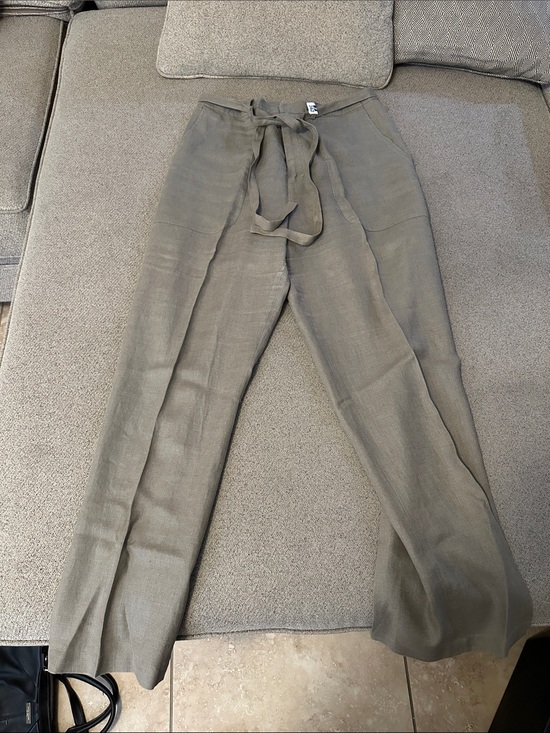 Banana Republic Pants - Women’s Banana Republic Olive Tie-Waist Linen Blend Pants